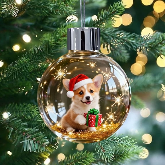 Christmas Dog Snow Globe Ornament - Cute Puppy Theme Hanging Decor for Christmas Tree, Festive Winter Holiday Decoration, Perfect Gift for Dog Lovers, 3.15in/8cm, C