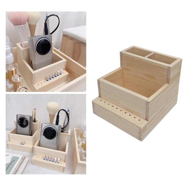 Organizador de soporte para brocas de uñas, más baja con 10 agujeros 11,5x11x10cm para exhibición de lápiz delineador de ojos shamjiam Soporte para brocas de uñas