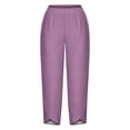 thumbnail image 4 of Mitankcoo Womens Wide Leg Pants - Plus Size Elastic High Waist Cropped Casual Wide Leg Pants Purple Pants Size 4XL, 4 of 4
