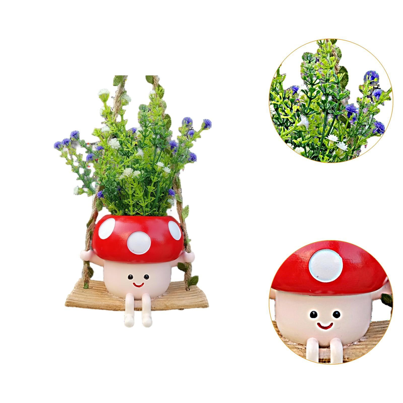 Fzaqwen Hanging Resin Flower Head Planter Smile Face Flower Pot for Desk Patio Home Red