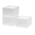 thumbnail image 1 of IRIS USA, Coffre de Rangement en Plastique avec Tiroir, Blanc, 3 Pièces, 1 of 7