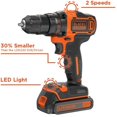 thumbnail image 2 of Taladro y Atornillador BLACK + DECKER BDCDD220C Inalámbrico Luz LED con Batería de 20 V MAX Cargador Velocidad Variable Negro y Anaranjado BLACK + DECKER BDCDD220C, 2 of 2