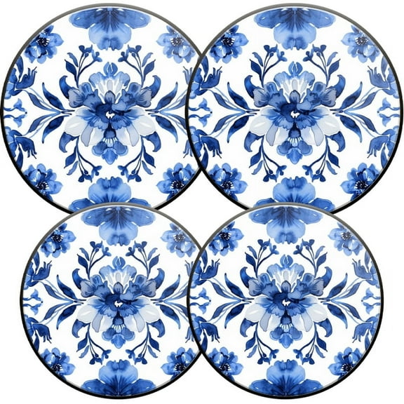 Electric Stove Burner Covers, Set of 4, Round Burner Cover,8 and 10 Inch,Blue And White Pattern