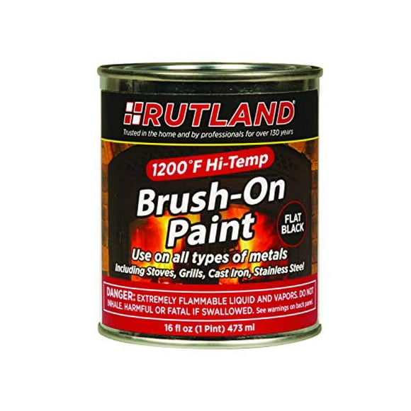 Rutland Products Rutland 1200-Degree F Brush-On Flat Stove Paint, 16 Fluid Ounce, Black, Fl Oz (Pack of 1)