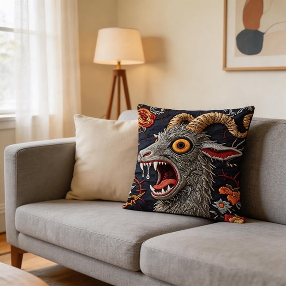 18x18 Pillow Cover, Screaming Goat Plush, Funny Animal Throw Pillow with Soft Design, Decorative Pillowcase with Material, Home Decor Accent, Cushion Cover for Bed Couch Chair Bedroom Living Room(A)