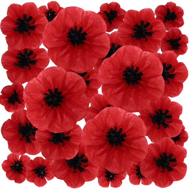 Amapola roja artificial WILLBOND para Halloween, 18 unidades