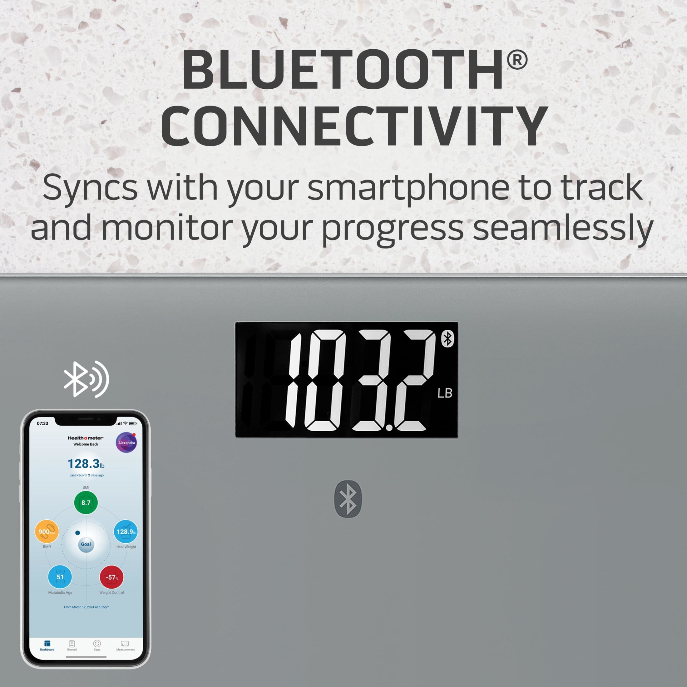 Health o meter Bluetooth Scale Body Analysis BMI Weight Tracking 440 lb Capacity Smart Connectivity
