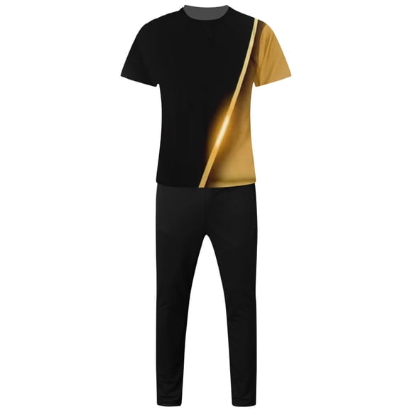 Ketyyh-chn99 Men Suit Summer Swim Sport Suit Polo Shirts for Men Shorts Set Summer Outfits Casual Suit 2 Piece Shorts Tracksuit Set Gold,M
