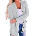 thumbnail image 2 of Women'S 2025 Fall Long Sleeve Cable Knit Sweater Open Front Cardigan Button Loose Outerwear Grey S, 2 of 8