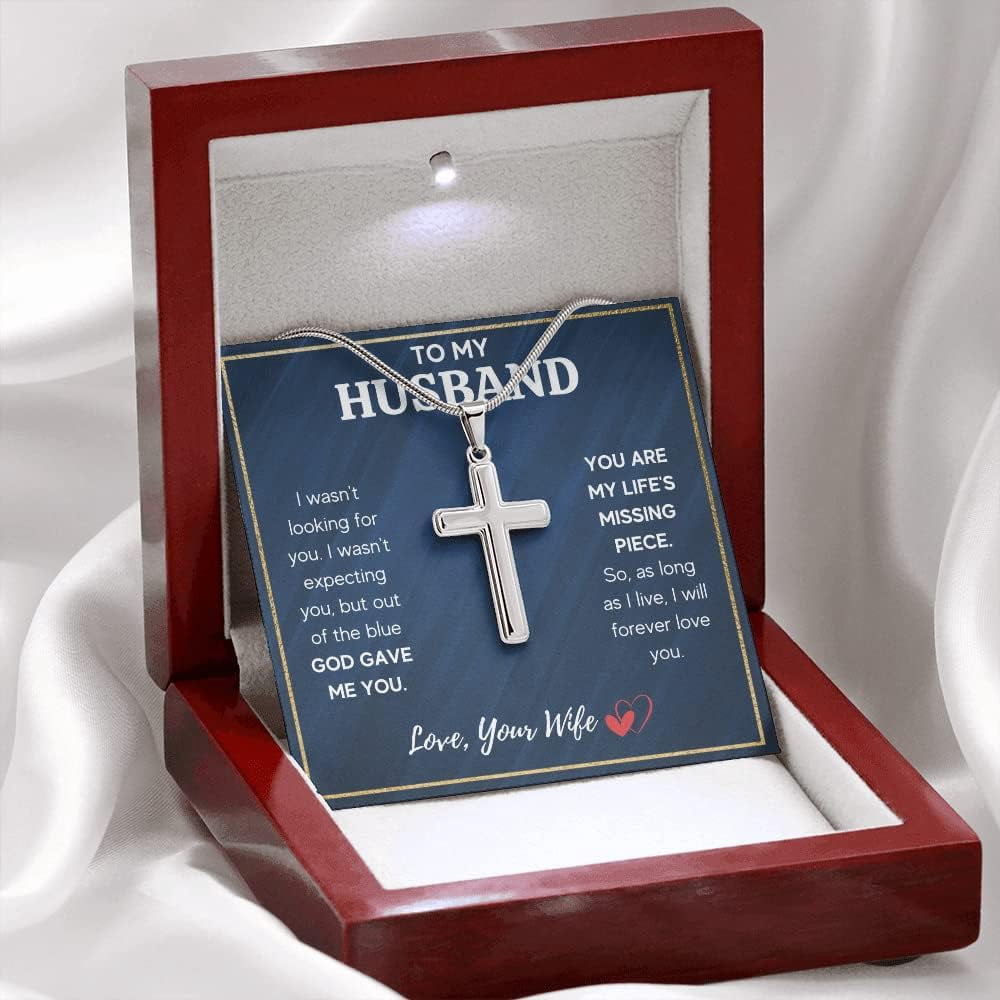 I Love You Gifts For Him Husband Boyfriend, To My Man Cross Necklace From Girlfriend Wife, Soulmate Sentimental Gift Ideas, Necklace Jewelry Chain Faith Cross Valentines Day Present For Men