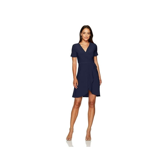 Star Vixen Women's Petite Short Sleeve Ballerina Wrap Dress