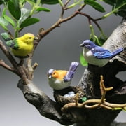 Yesbay Tree Sculpture Bird Nest Design Desktop Decoration Resin Table Top Car Ornamental Statue,Orange