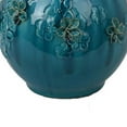 thumbnail image 4 of Remi Flower Vase, Decorative Aqua Blue Ceramic w Floral Motifs 11 Inch, 4 of 5