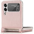 thumbnail image 5 of for Samsung Galaxy Z Flip 3 Phone Case with Card Holder, PC Hard Shockproof Back Cover Slim Durable Protective PU Leather Phone Case Cover for Samsung Galaxy Z Flip 3 5G PZ Rose Gold, 5 of 13