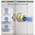thumbnail image 4 of Anweller Smart Door Knob with Lock, Fingerprint Biometric Keyless Entry Electronic Digital Bluetooth App Control Door Lock for Bedroom Interior Garage Apartment Front Door - Gold, 4 of 12