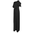 thumbnail image 4 of HOMBOM Womens Summer Jumpsuits and Rompers Black Short Sleeve Solid Color Off Shoulder V-neck Straight-leg Jumpsuit 2XL, 4 of 5