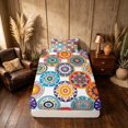 thumbnail image 4 of Manfei Boho Mandala Twin Sheets, Hippie Floral Bedding, Multicolor White, Gray Reversible 3pcs1 Flat Sheet + 1 Fitted Sheet + 1 Pillowcase, 4 of 6