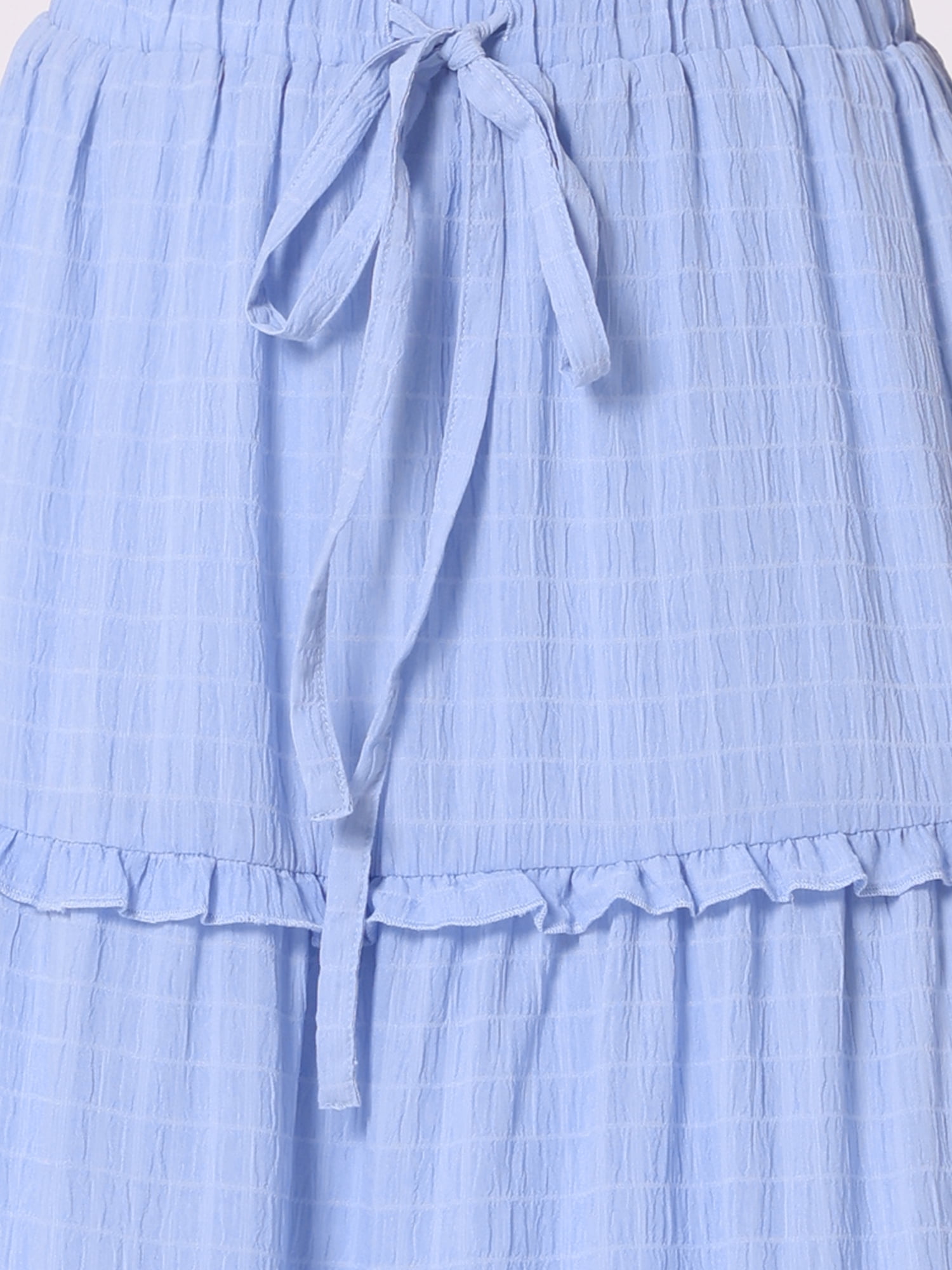 DARING DIVA Women's Ruffle Swing Skirts Beach Tiered Long Maxi Skirt S Light Blue