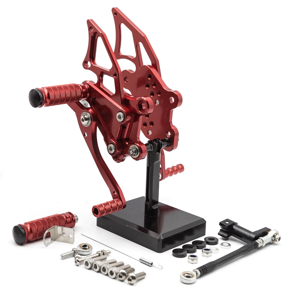 FXCNC CNC Billet Motorcycle Rearset Foot Pegs Rear Set Footrests Fully Adjustable Foot Boards