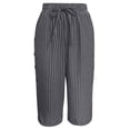 thumbnail image 7 of Womens Capri Pants with Pockets Cotton Linen Striped Printed Shorts for Women Straight Leg Drawstring Elastic Waisted Capris, 7 of 7