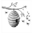 thumbnail image 3 of Nature Duvet Cover Set, Sketchy Hand Drawn Image of Honeycomb Bees Leaves Branches Art, Decorative 3 Piece Bedding Set with 2 Pillow Shams, Calking Size, Charcoal Grey White, by Ambesonne, 3 of 3