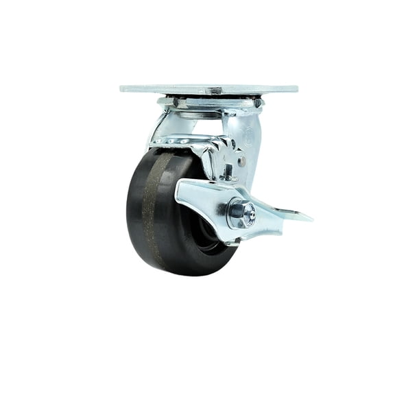 4 Inch Phenolic Swivel Caster with Ball Bearing and Brake Service Caster Brand