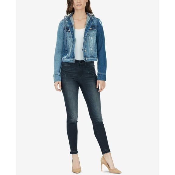 William Rast Womens Lenna Ripped Hooded Jacket Size XL