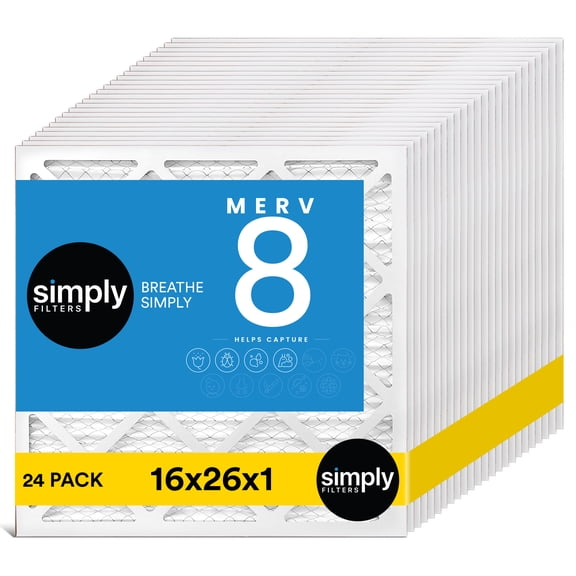 Simply Filters 16x26x1 MERV 8, MPR 600, AC Furnace HVAC Air Filter (24 Pack)
