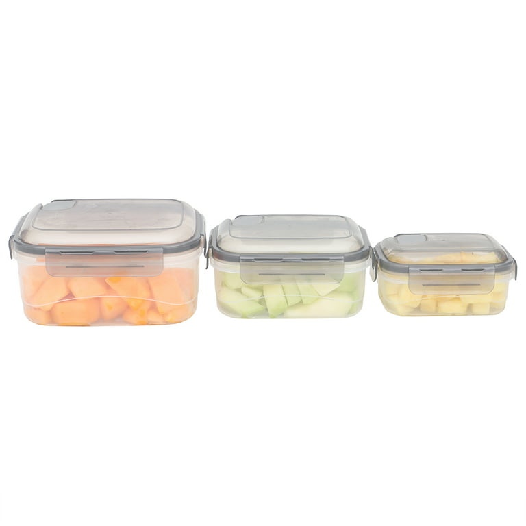 Home Basics Locking Rectangle Food Storage Containers with Grey Steam  Vented Lids, (Set of 6), FOOD PREP
