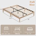 thumbnail image 2 of 12" Wood Bed Frame, Full Wood Platform Bed Frame with Wooden Slats, 8.7" Under-Bed Storage, Noise-Free, Easy Assembly, 2 of 8