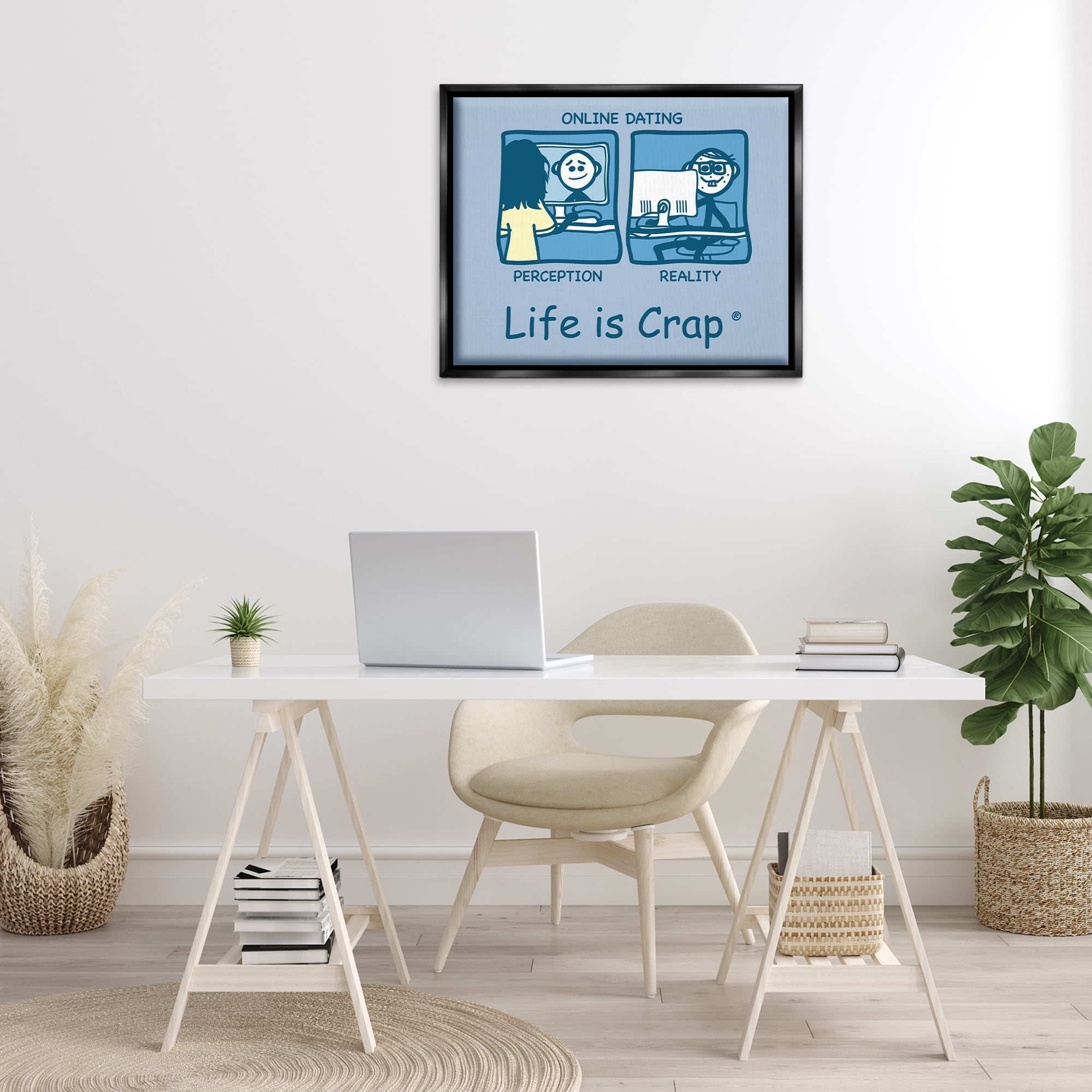Stupell Industries Perception and Reality Dating Novelty & Humor Painting Black Floater Framed Canvas Art Print Wall Art, 31 x 25