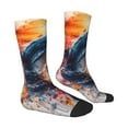 thumbnail image 4 of Yiaed Sunset Ocean Watercolor Dolphin Print Great elasticity Crew Socks Sports socks for Men and Women, 4 of 5