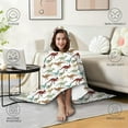 thumbnail image 4 of Wearable Blanket,White Cartoon Colorful Dinosaurs Pattern Hooded Wearable Flannel Blanket for Adults & Teens,Winter Poncho Shawl Wrap Cape Cozy Anti-Pill,60"x80", 4 of 5