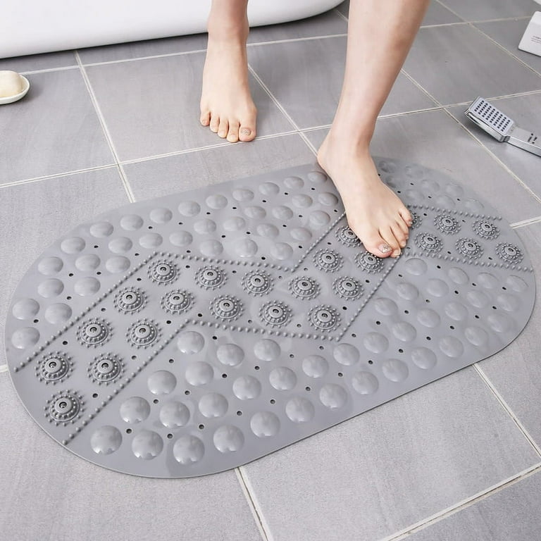 Textured Surface Round Shower Mat Anti-slip Bath Mats With Drain