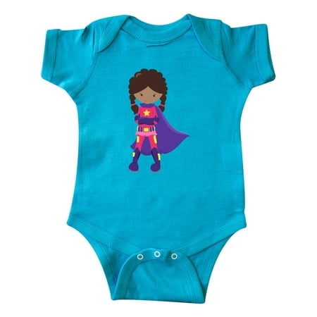 

Inktastic African American Girl Superhero Girl Purple Cape Gift Baby Girl Bodysuit