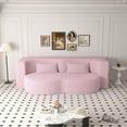 thumbnail image 3 of 78" Convertible Folding Sofa Bed, Queen Sleeper Sofa with Pillow, Modern Teddy Fabric Floor & Futon Loveseat Couch, Foam Folding Mattress Sleeper for Living Room, Guest Use, Office, Apartment, Pink, 3 of 9