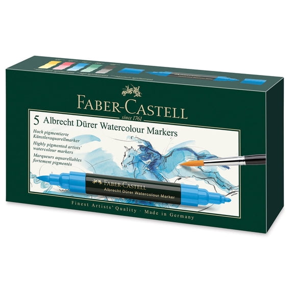 Faber-Castell Albrecht Dürer Watercolor Markers - Set of 5, Assorted Colors