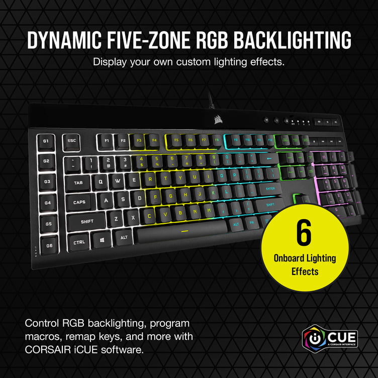 Corsair K55 RGB Gaming Keyboard - Dynamic RGB Backlighting, Six Macro Keys with Elgato Stream Deck Software - Walmart.com
