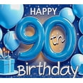 thumbnail image 4 of Blue Themed 90th Birthday Banner with Balloons Candles and Gifts Backdrop Decoration for Birthday Party Photography Props Photo Booth Decorations Happy Birthday Celebrations, 4 of 8