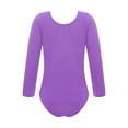thumbnail image 2 of YUUMIN Girls Fleece Lined Bodysuit Long Sleeve Ballet Leotard Kids Dance Undergarment Thermal Purple 140, 2 of 7