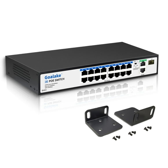 Conmutador Ethernet PoE Goalake 19 puertos 16 puertos PoE+ 240 W