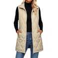 thumbnail image 6 of Women's Warm Mid-Length Puffer Vests,Full Zip Sleeveless Hooded Casual Layering Winter Outerwear Jacket with Side Pocket, 6 of 7