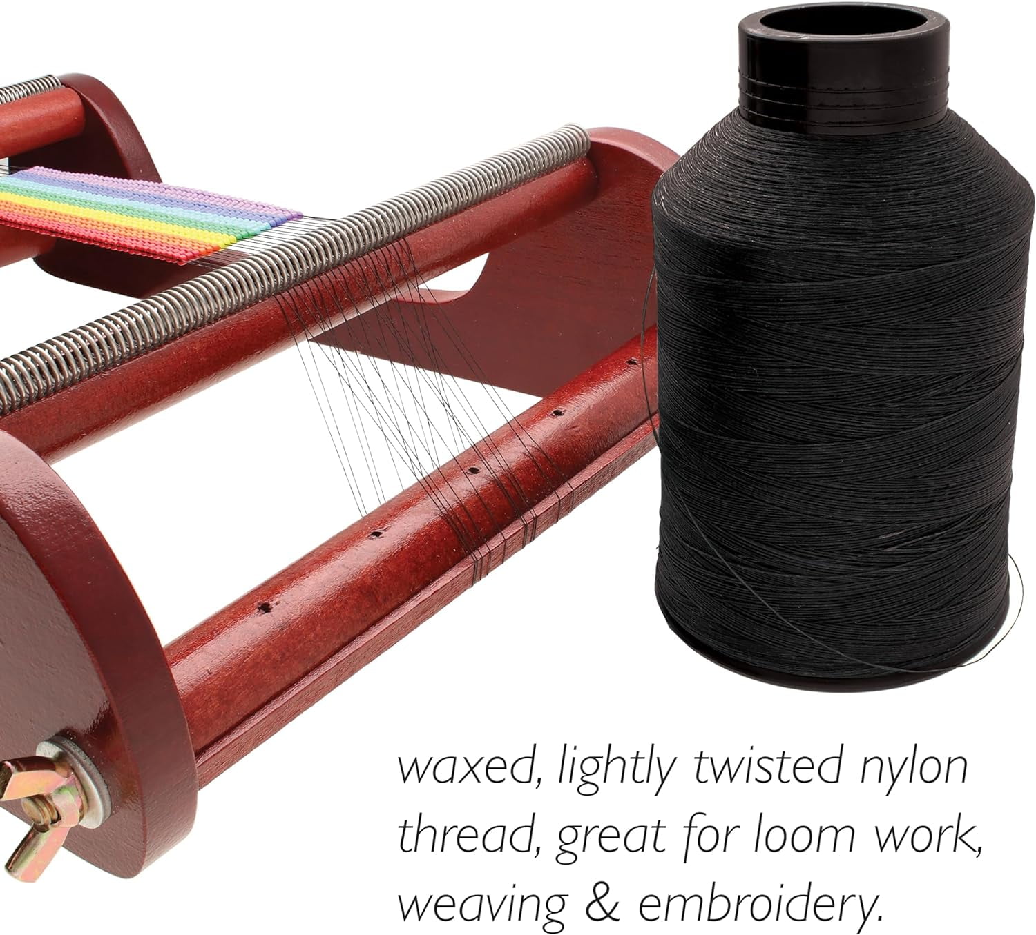 The Beadsmith Nymo Thread – Black Color, Size D, 3oz. Cone, 1584 Yards, Pre-Waxed, 100% Nylon – Tangle Resistant Knotting Cord – Use for Seed Bead Projects, Loom Work and Bead Weaving