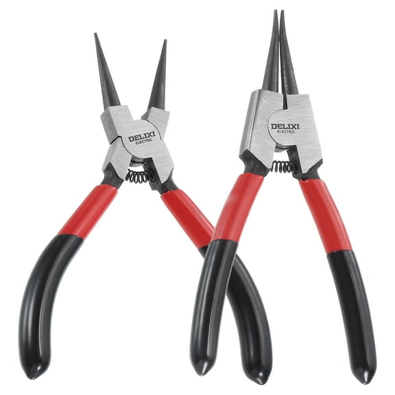 2pcs Snap Ring Plier Set 5" CR-V Internal & External Circlip Pliers with 0.08" Straight Jaw Tip for Ring Remove Retaining Pliers
