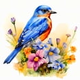 thumbnail image 1 of (A8192) Resina Con Pájaro Azul Y Estaca Flores Serie Animal 40x40CM, 1 of 9
