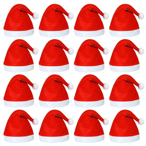 NOKIO 24 Pieces Christmas Non-woven Fabric Santa Claus Hat Xmas Santa Hats, Short Plush Christmas Hats Bulk for Christmas New Year Festive Holiday Party Supplies