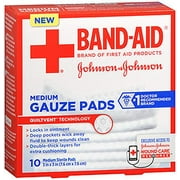 4 Pack - BAND-AID First Aid Medium Gauze Pads, 3 in x 3 in, 10 Each
