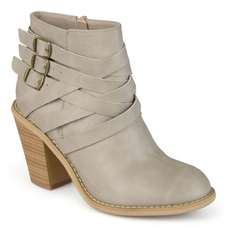 Journee Collection Strap Women's Ankle Boots Color: Stone Size: 7