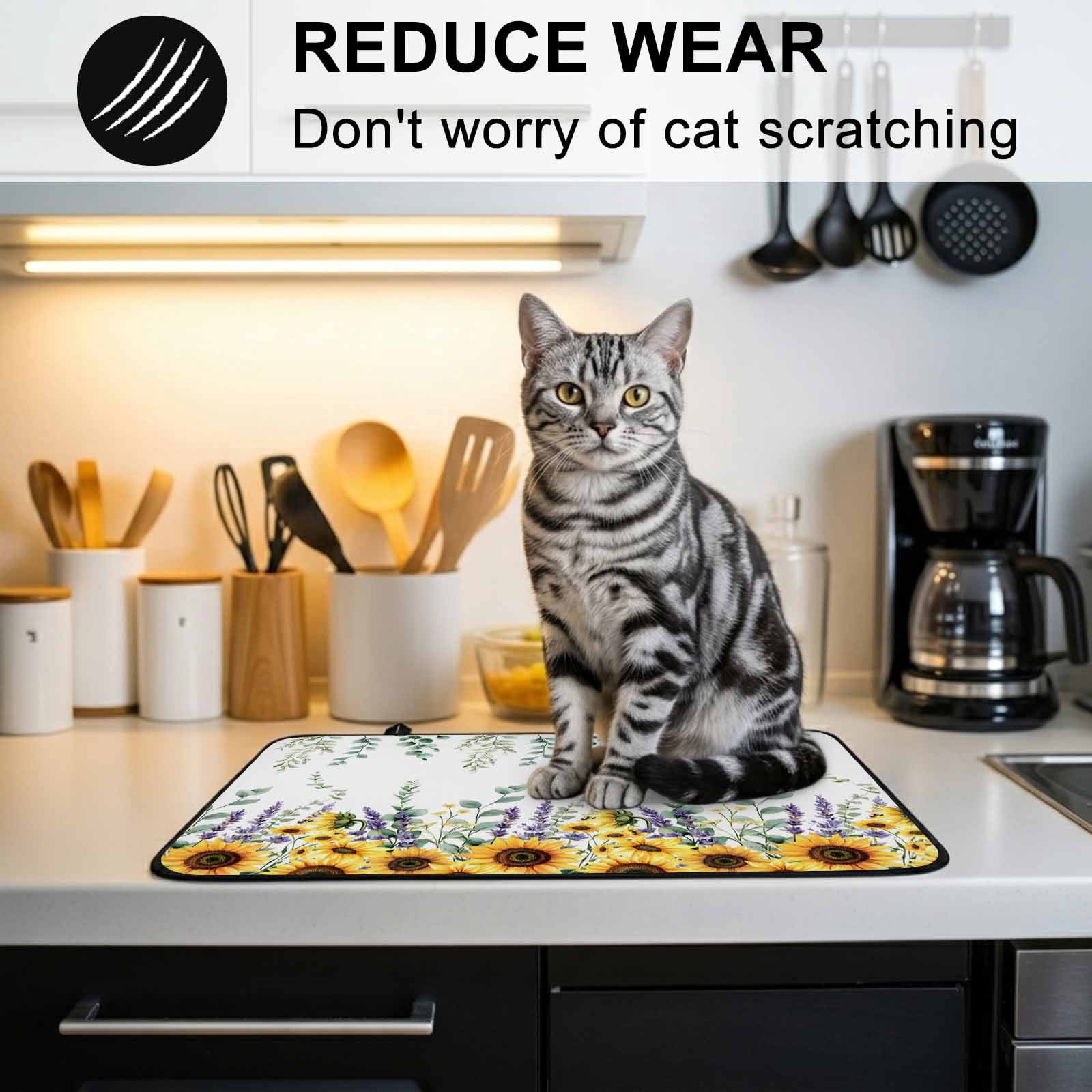 Eucalyptus Leaves Stove Top Cover for Electric Stove, Heat-proof & Non Slip Glass Top Stove Cover Protector, Yellow Sunflower Lavender Farmhouse Kitchen Flat Cooktop Rubber Mat 24x21 Inches