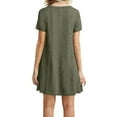 thumbnail image 3 of Fulijie Swing Dress for Women, Sand Short Sleeve Crew Neck Leisure Casual Dress for Women, Size S-2XL, Green, Beach Dress for Women Loose T Shirt Fit Comfy Casual Flowy Cute Swing Tunic Dress, 3 of 4